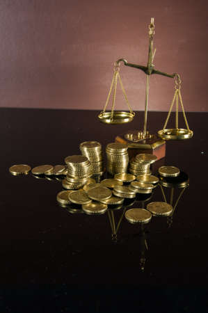 Business stuff with gold coinsの写真素材