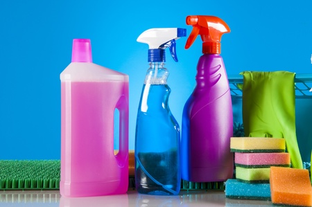 Cleaning equipment with hard light and saturated colorsの写真素材