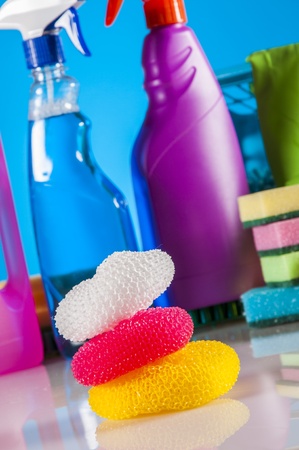 Cleaning equipment with hard light and saturated colorsの写真素材