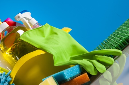 Cleaning equipment with hard light and saturated colorsの写真素材