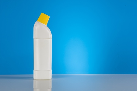 Washing and cleaning concept, cleaning set on blue backgroundの写真素材