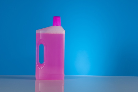 Washing and cleaning concept, cleaning set on blue backgroundの写真素材