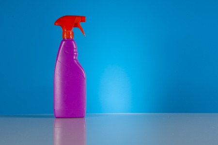 Washing and cleaning concept, cleaning set on blue backgroundの写真素材