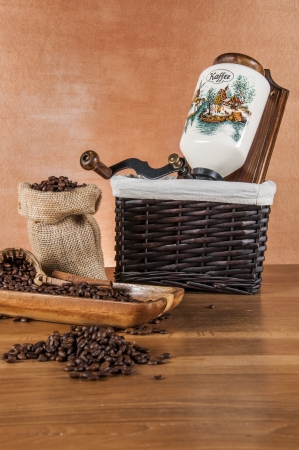 Italian coffee on wooden tableの写真素材