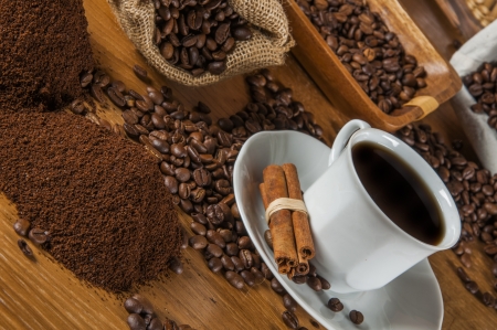 Traditional, rural coffee setの写真素材
