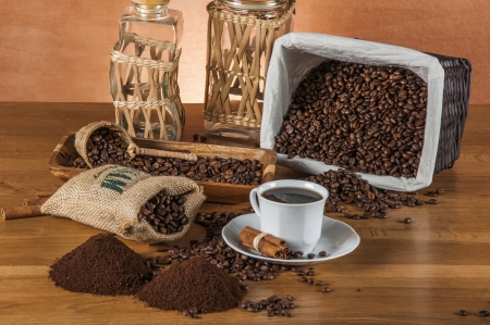 Traditional, rural coffee setの写真素材