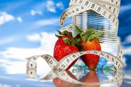 Fitness theme with healthy food stuffの写真素材