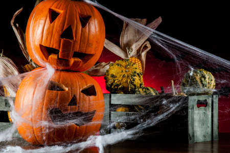 Scary halloween pumpkins, halloween themeの写真素材