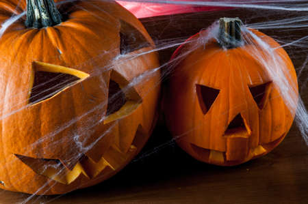 Dark concept of halloween with pumpkinsの写真素材