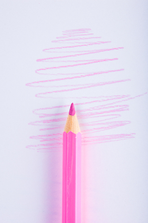 Wooden color pencils on white backgroundの写真素材