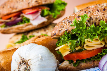 Light lunch with sandwichの写真素材