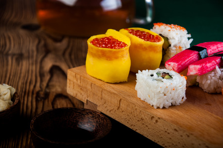 Fresh and tasty oriental sushi, Japanese themeの写真素材