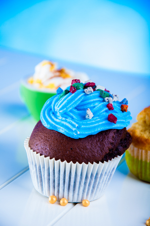 Delicious sweet theme of homemade muffinsの写真素材