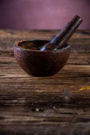 Hot spices in bowls, oriental themeの写真素材