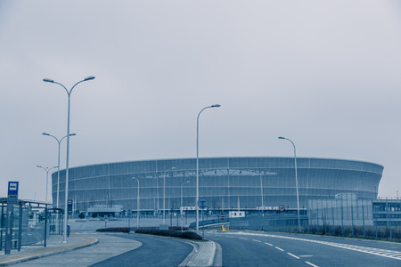 Ambient cold tone stadium in Wroclaw Polandのeditorial素材