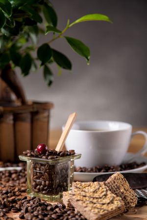 It's coffee break, natural concept with organic foodの写真素材