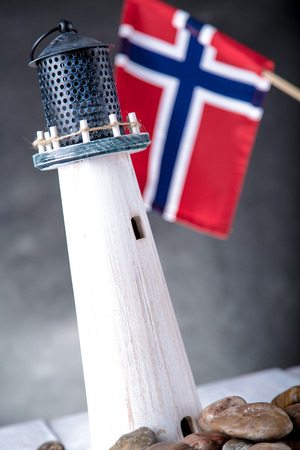Norwegian lighthouse, natural seaside conceptの写真素材