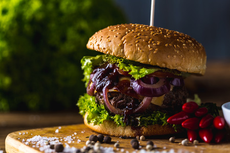 American taste, natural fresh burgers, traditional foodの写真素材