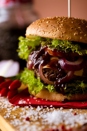 BBQ, American traditional food, tasty burgersの写真素材