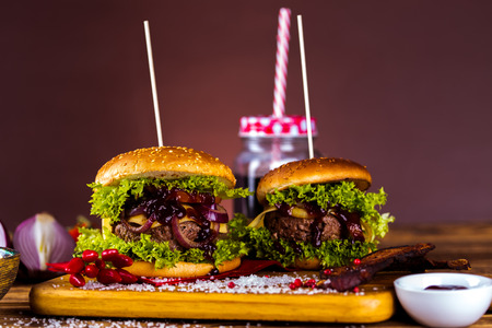 Fresh, tasty burger, natural traditional foodの写真素材