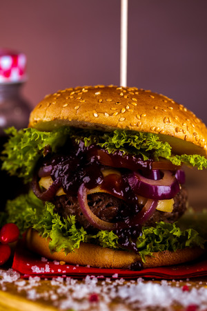 Traditional American BBQ with burgersの写真素材