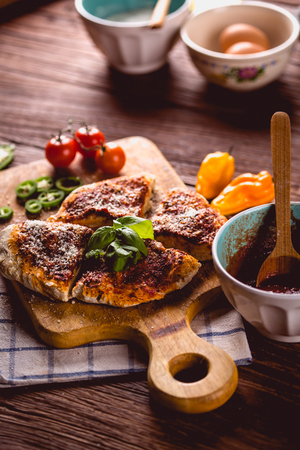 Fresh and tasty pizza i ready to eatの写真素材