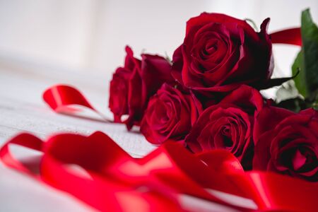 Pretty bouquet of red roses valentinesの写真素材