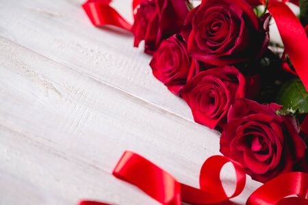 Pretty bouquet of red roses valentinesの写真素材