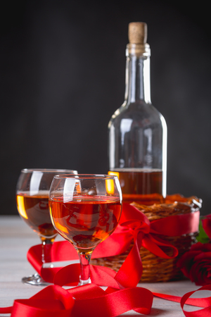 Valentines composition with dark backgroundの写真素材