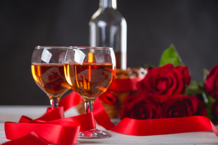 Valentines composition with dark backgroundの写真素材