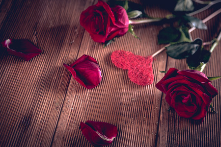 Valentine red background with letters, love conceptの写真素材