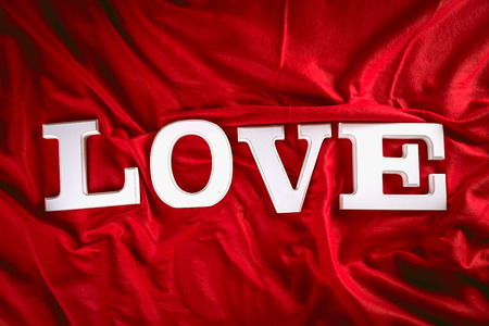 Valentine red background with letters, love conceptの写真素材