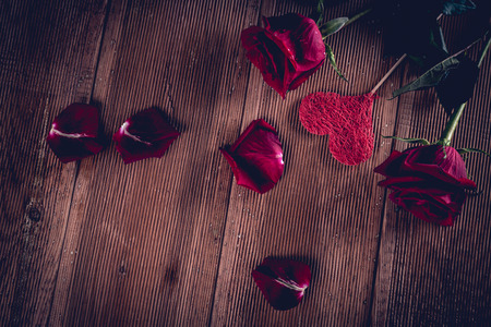 Valentine red background with letters, love conceptの写真素材