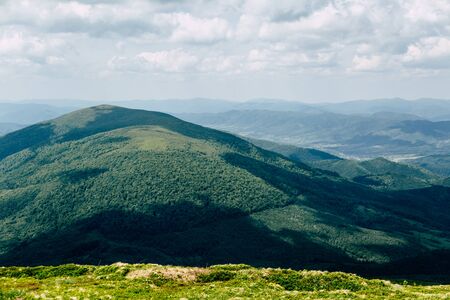 Green mountain landscape, summer faded natural concept