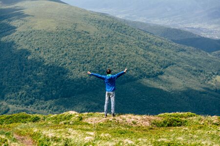 Freedom concept, summer natural mountain landscapeの写真素材