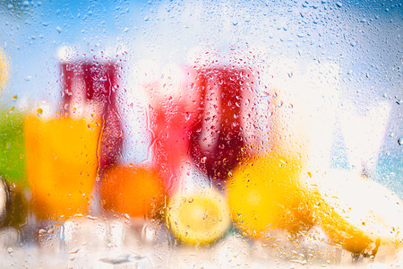 Exotic vivid background with drinksの写真素材