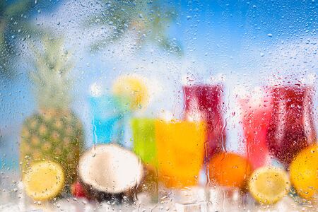 Exotic vivid background with drinksの写真素材