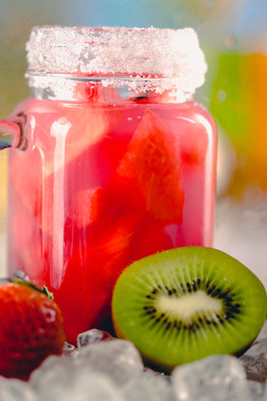 Exotic vivid background with drinksの写真素材