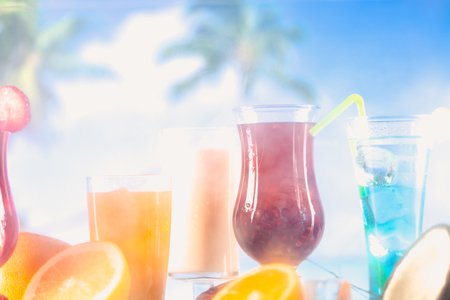 Exotic vivid background with drinksの写真素材