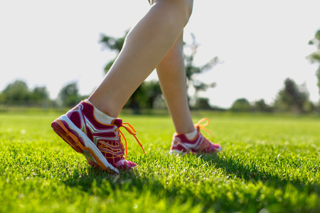 Close up young girls shoes, training summer time conceptの写真素材