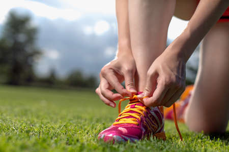Young women is preparing to run, training conceptの写真素材