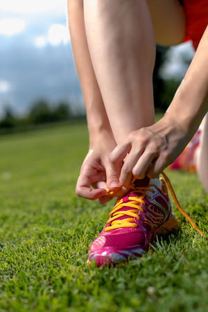 Young women is preparing to run, training conceptの写真素材