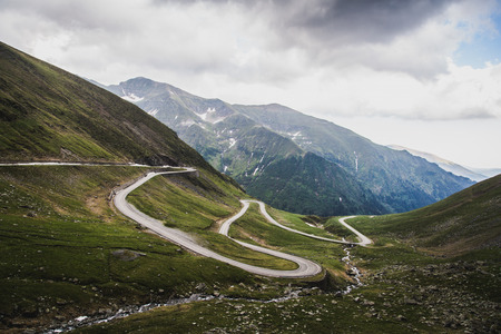 Mountain road in Carpathians, Romanian travelの写真素材
