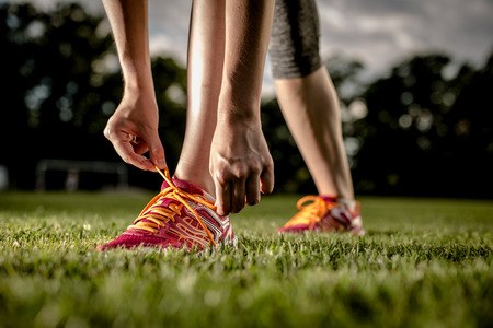 Young women is preparing to run, training conceptの写真素材