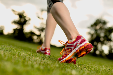Close up of sportswomens legsの写真素材