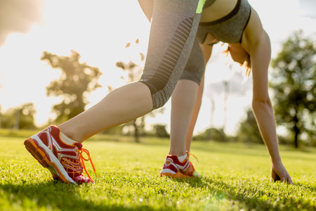 Young women is preparing to run, training conceptの写真素材