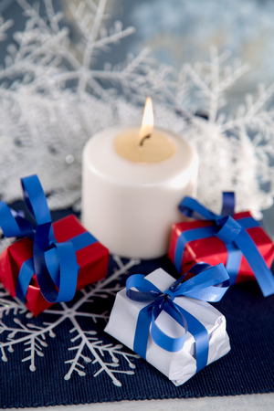 Christmas background with decoration stuffの写真素材