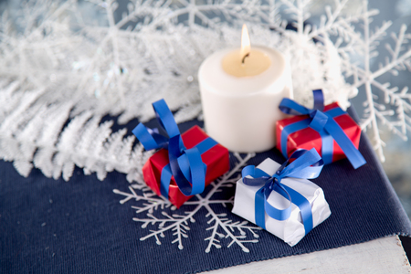 Christmas background with decoration stuffの写真素材