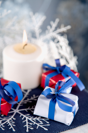 Christmas background with decoration stuffの写真素材