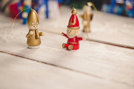 Colorful toys on Christmas backgroundの写真素材